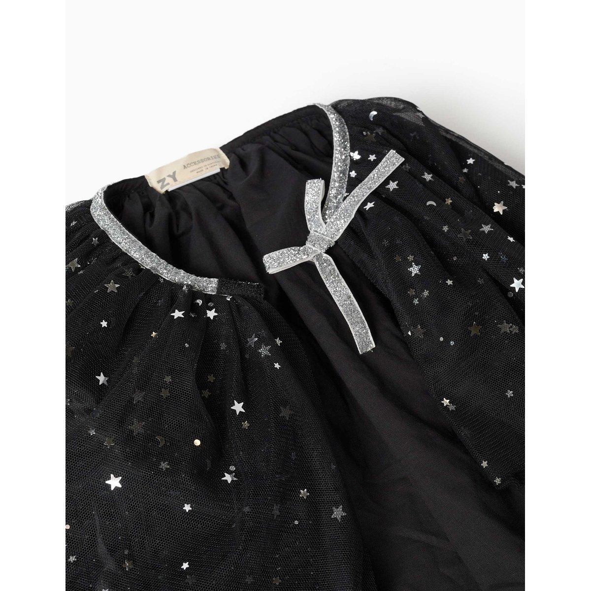 Cape en velours à pois en fil textile noir, ZIPPY