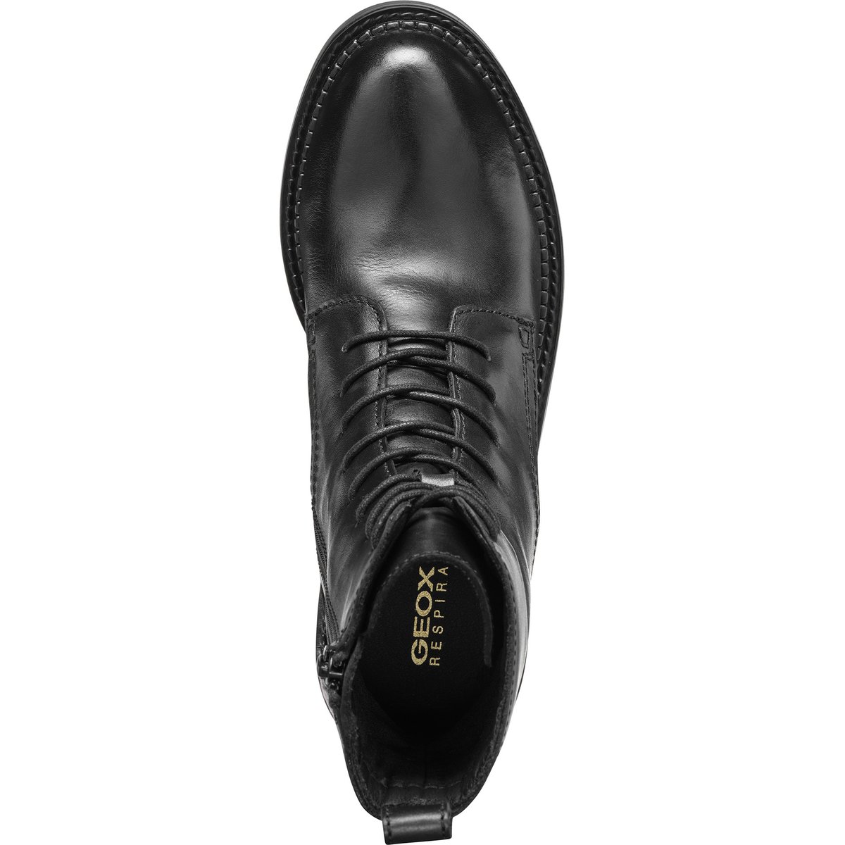 Bottines lacées en cuir, SERILDA noir, GEOX