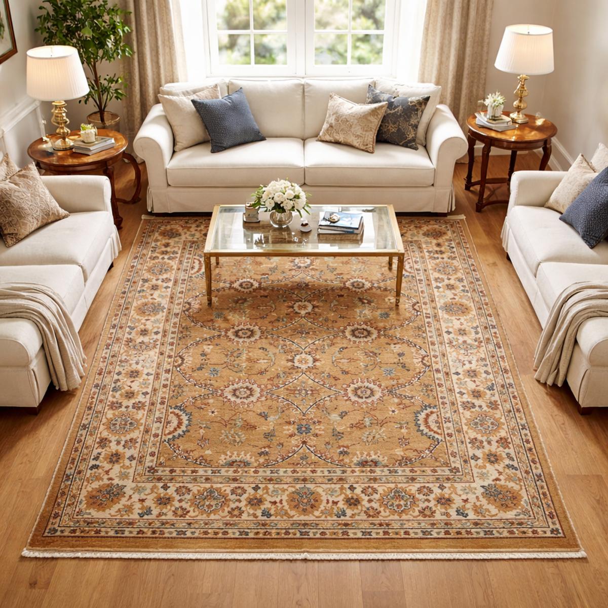 Tapis orient tissé motif traditionnel CHOBAY D beige ivoire, UN AMOUR DE TAPIS