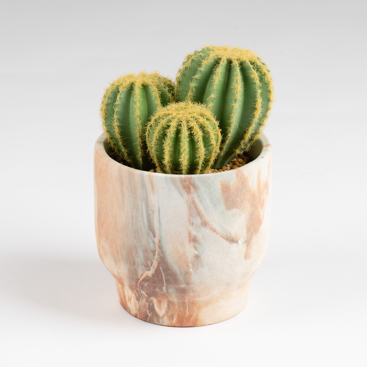 20cm Faux Cactus in Marble Effect Cement Pot dark green/light green, SO'HOME