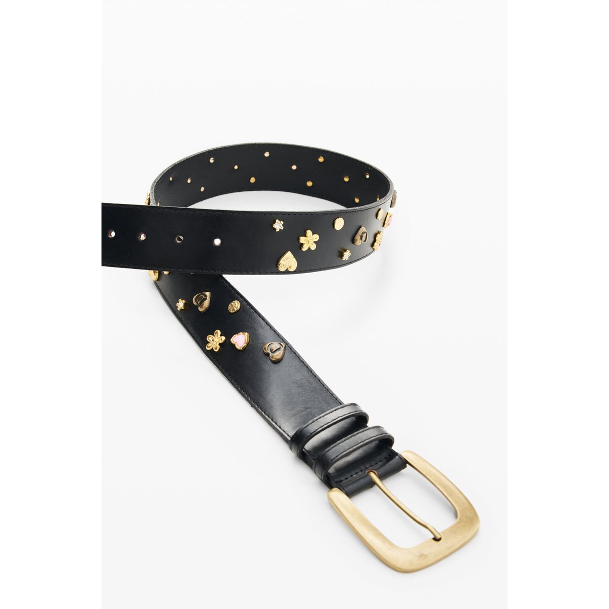 Ceinture en cuir avec appliques noir, DESIGUAL