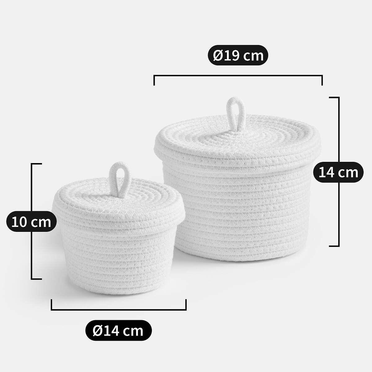 Set van 2 katoenen manden met deksel, Kesia ecru, LA REDOUTE INTERIEURS