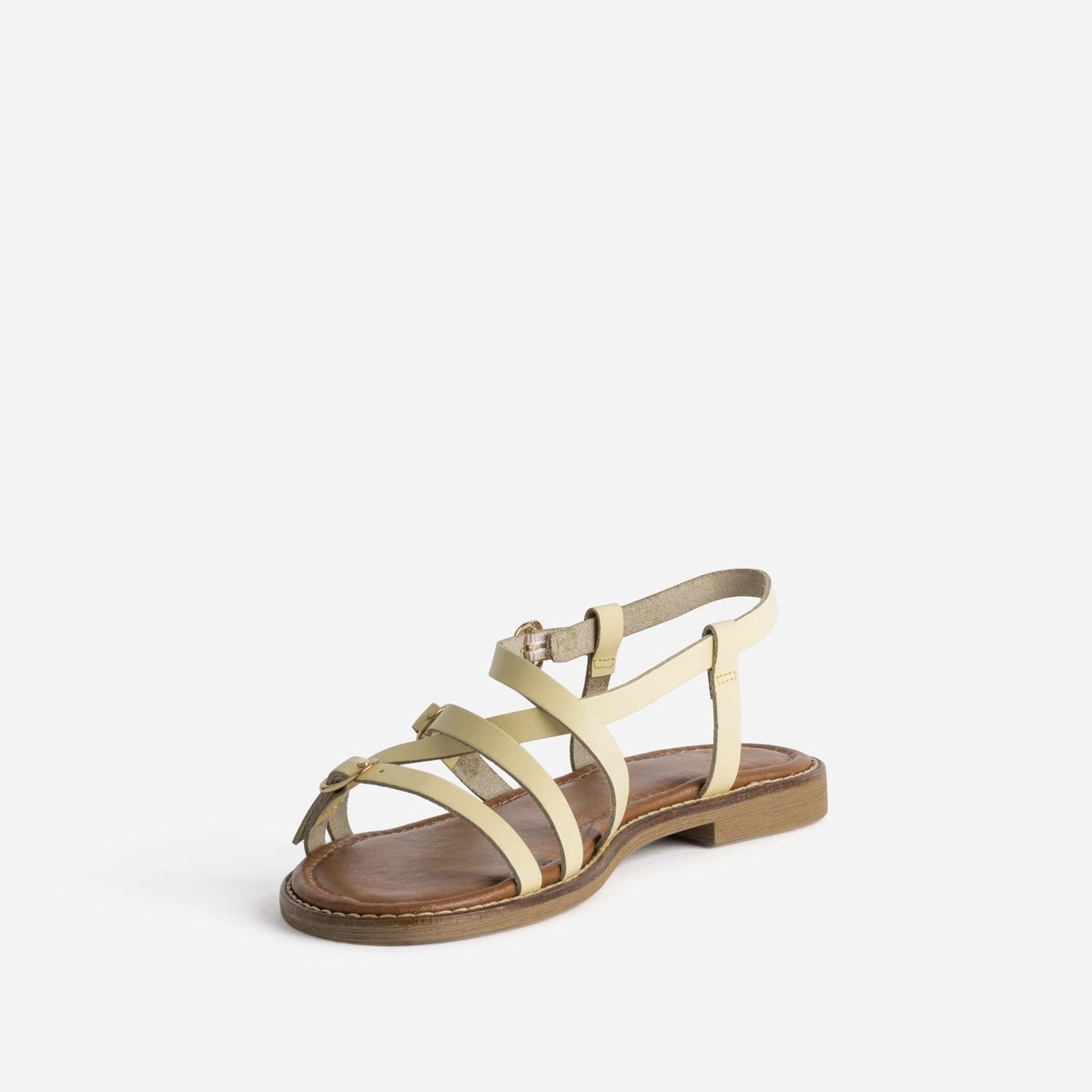 Sandale Plate en cuir SWANN jaune, ERAM
