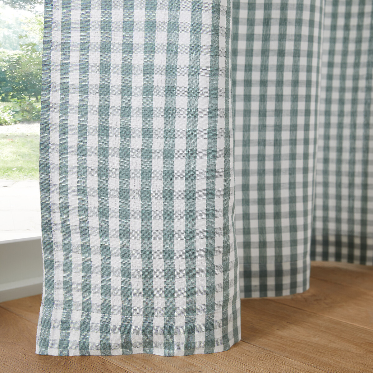 Rideau coton/lin vichy, œillets, Cottage vert de gris, LA REDOUTE INTERIEURS