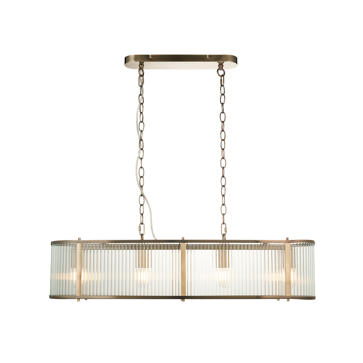 Risto 4-Light Ribbed Glass Pendant Light aged brass, SO'HOME