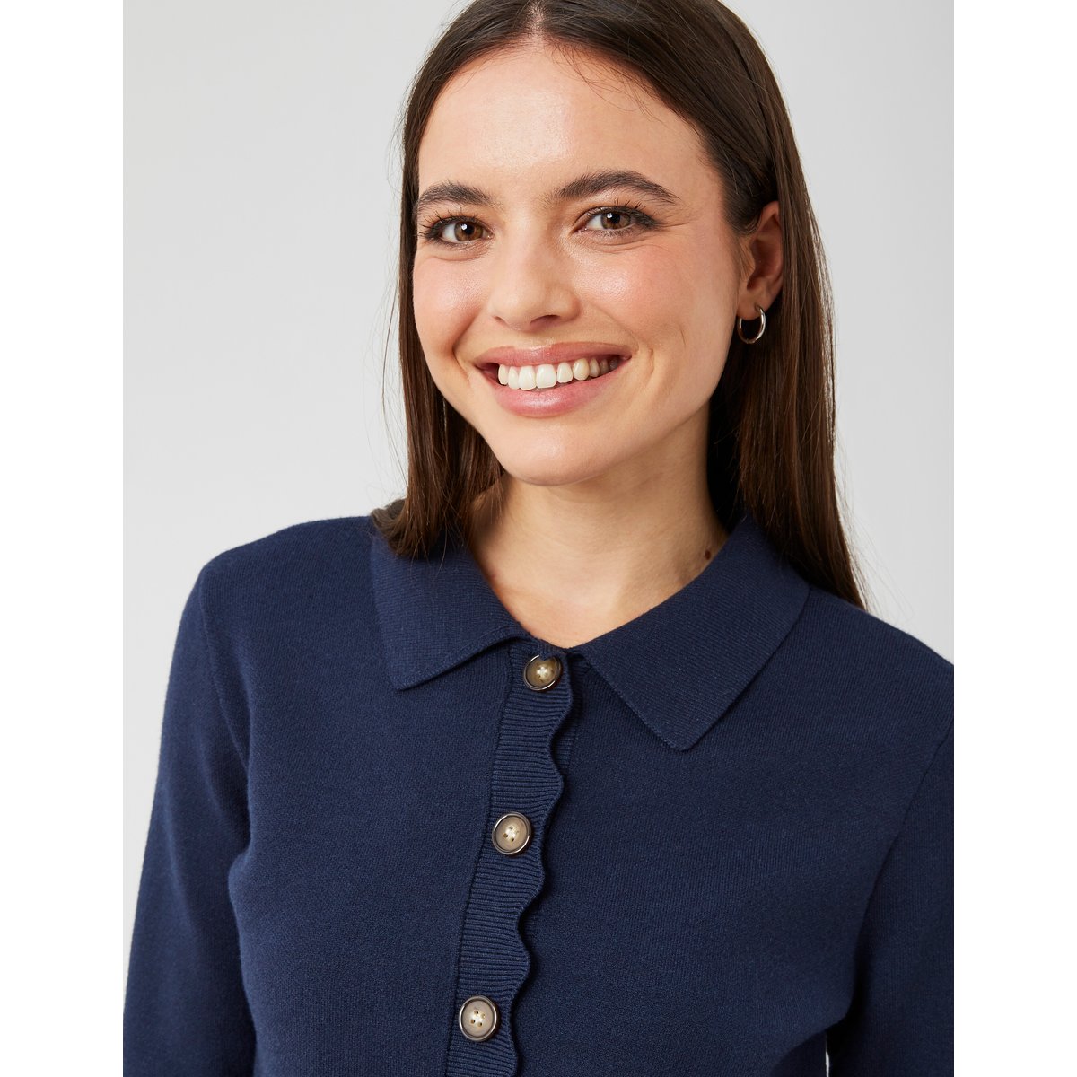 Gilet col polo bleu foncé, BZB
