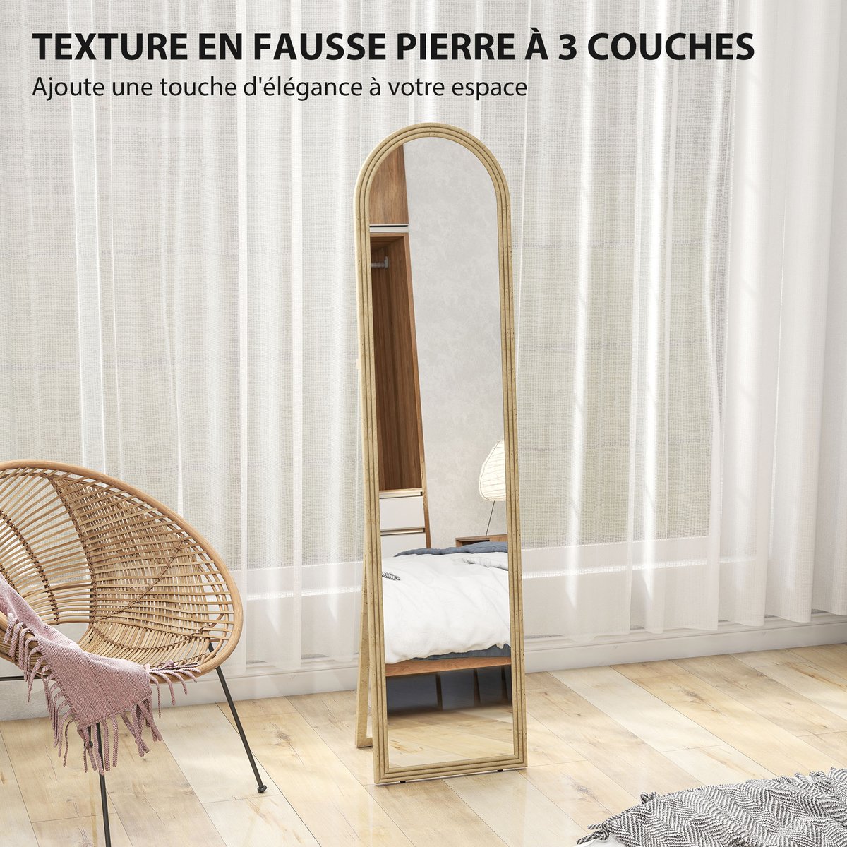 Miroir en pied PS Beige beige, HOMCOM