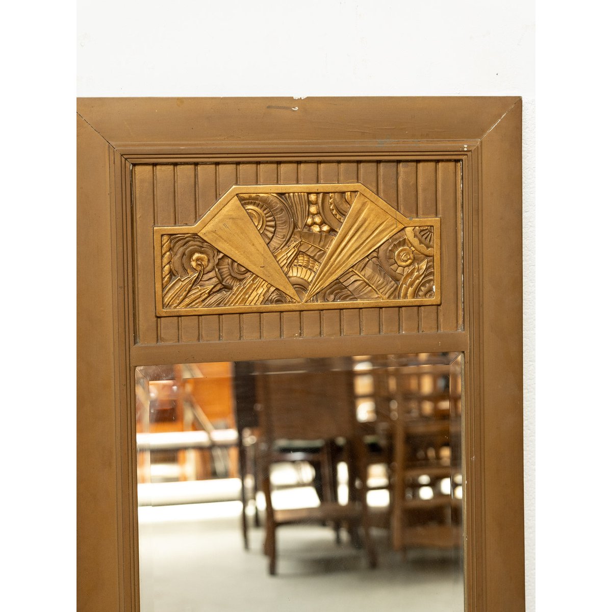 Grand miroir Art Déco en bois Georges N°1316 - Bon état marron, DEBONGOUT