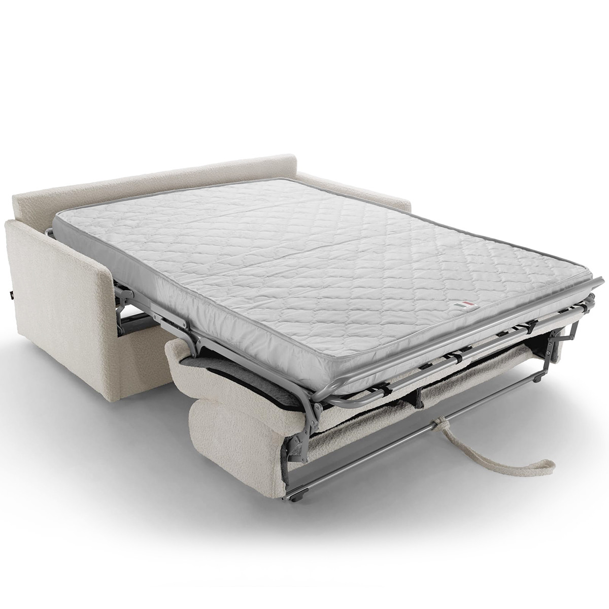 Canapé convertible express 3 places en tissu bouclé - SIENNE ecru, HOMIFAB