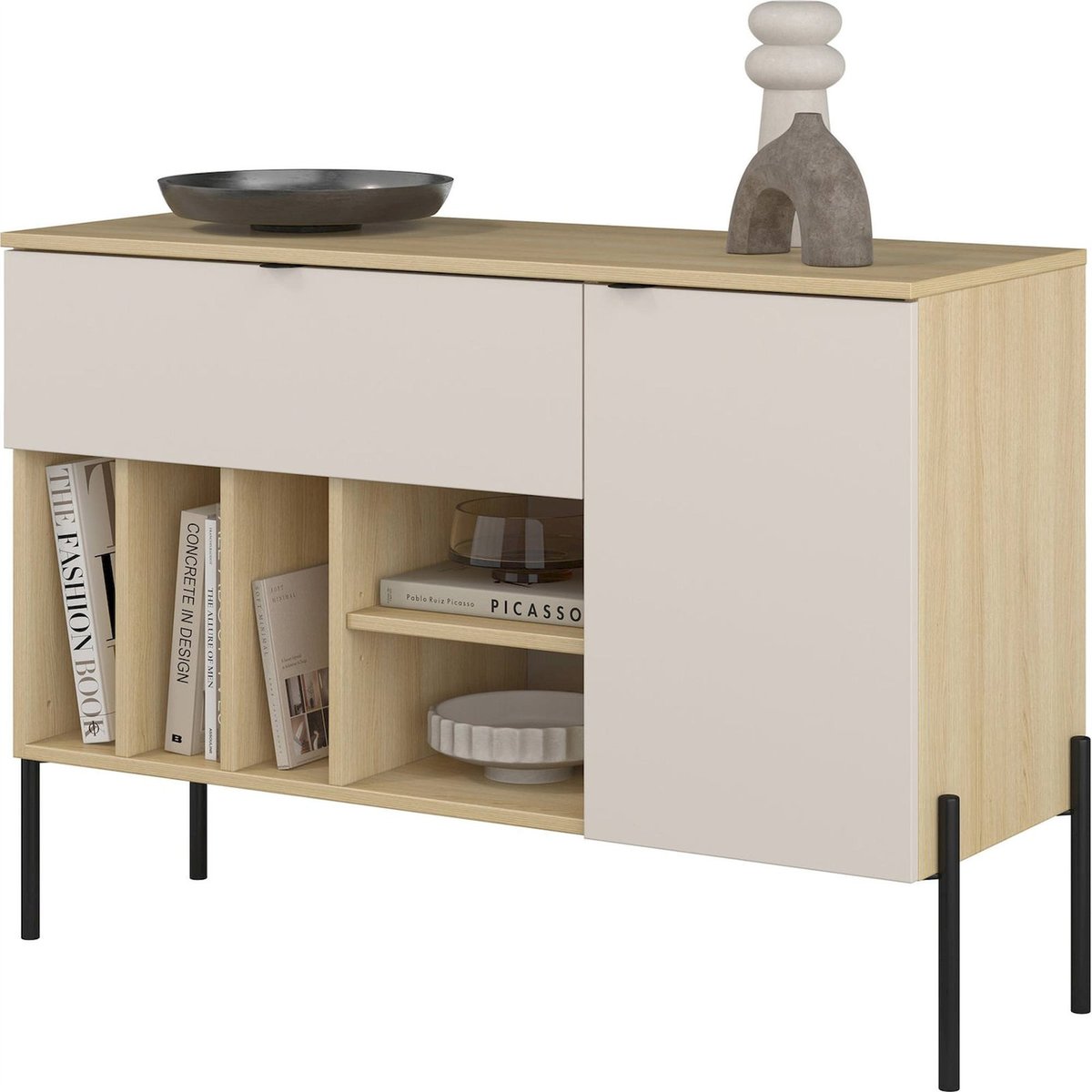 Commode asymétrique tiroir et porte ORE cachemire, RECOLLECTION