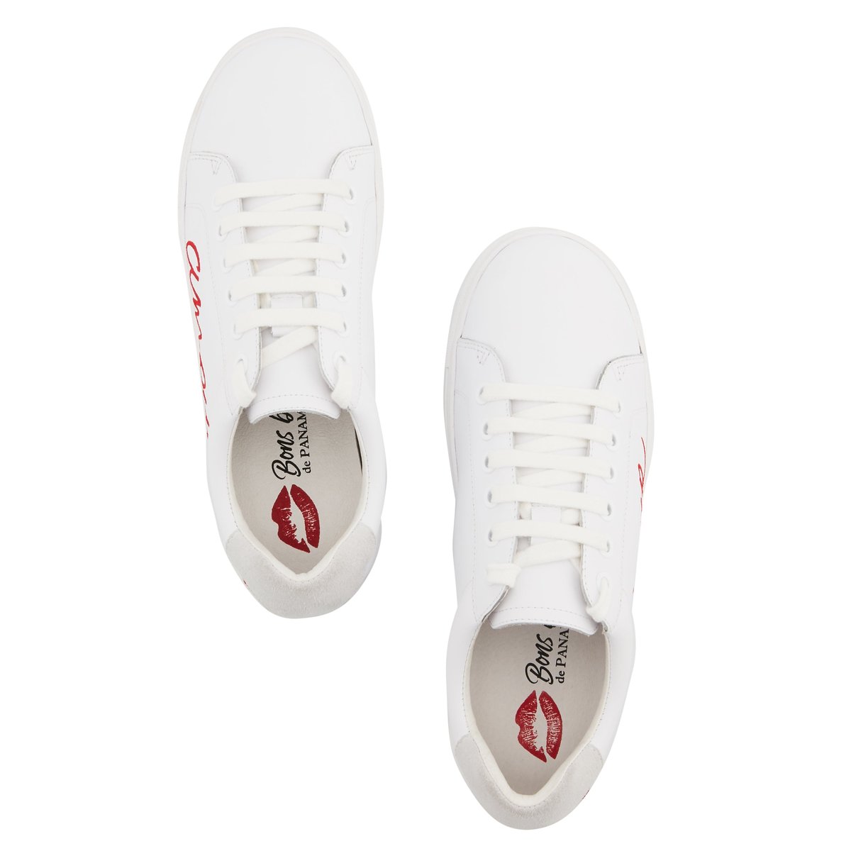 Baskets En Cuir Simone Amour blanc, BONS BAISERS