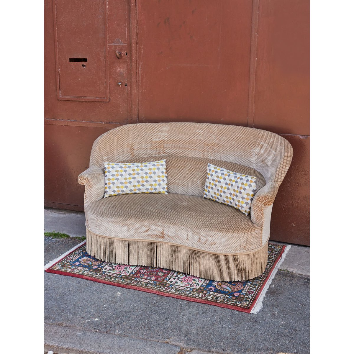 Banquette crapaud Martine N°51 - Bon état beige, DEBONGOUT