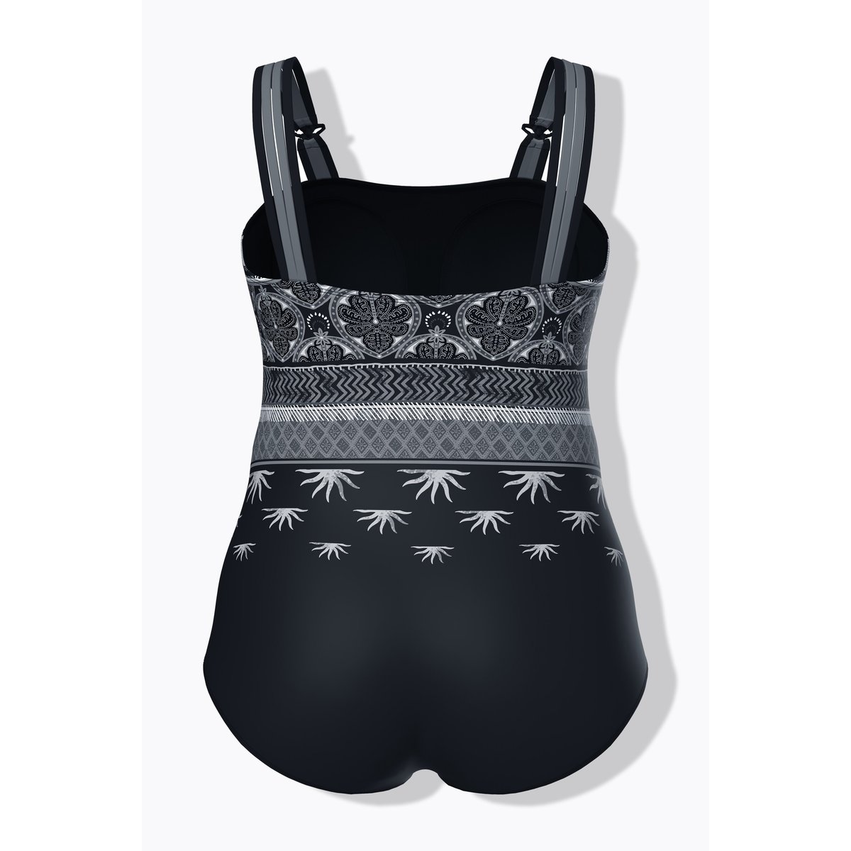 Maillot de bain à motifs, bonnets souples noir, ULLA POPKEN