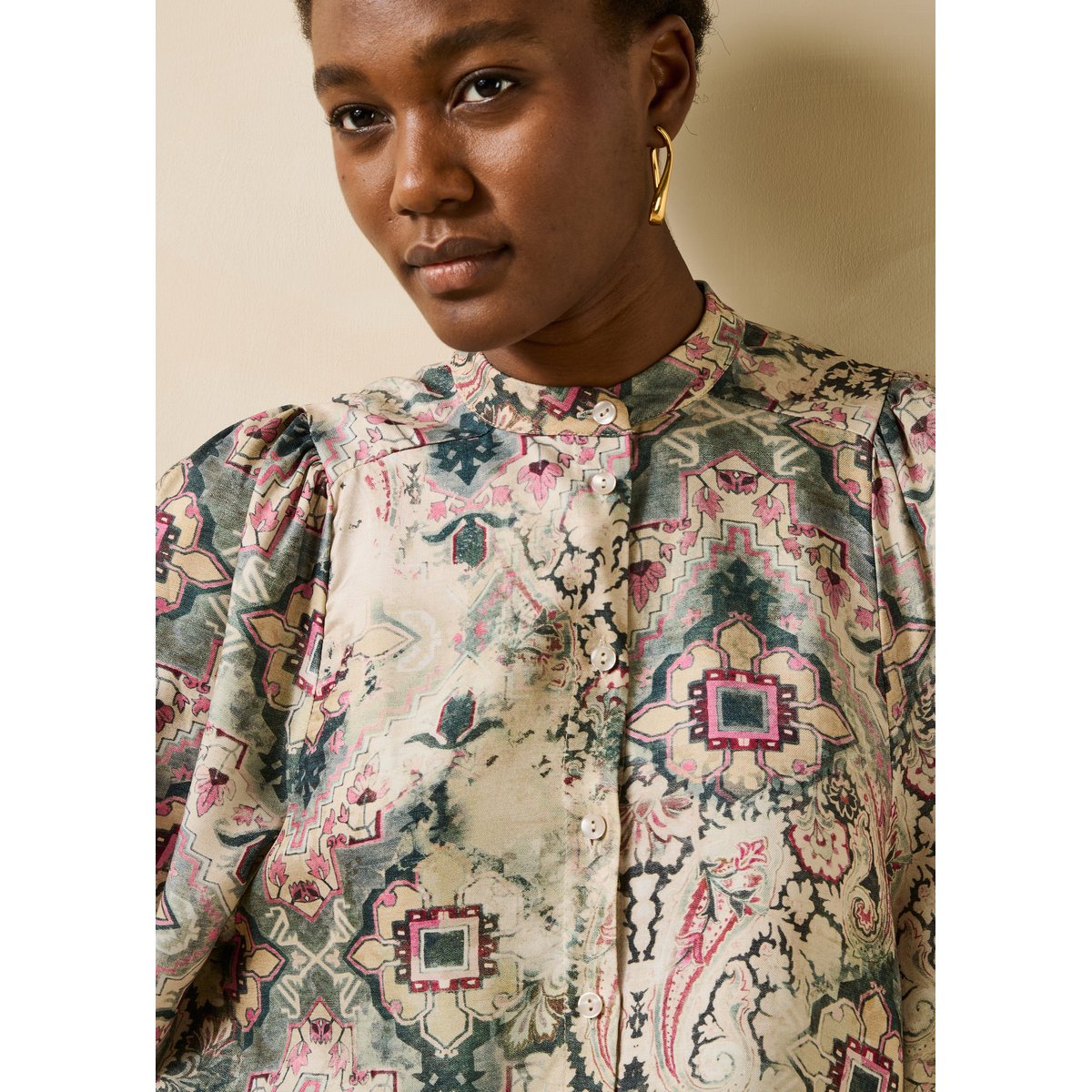 Chemise manches longues col rond ecru, LA FEE MARABOUTEE