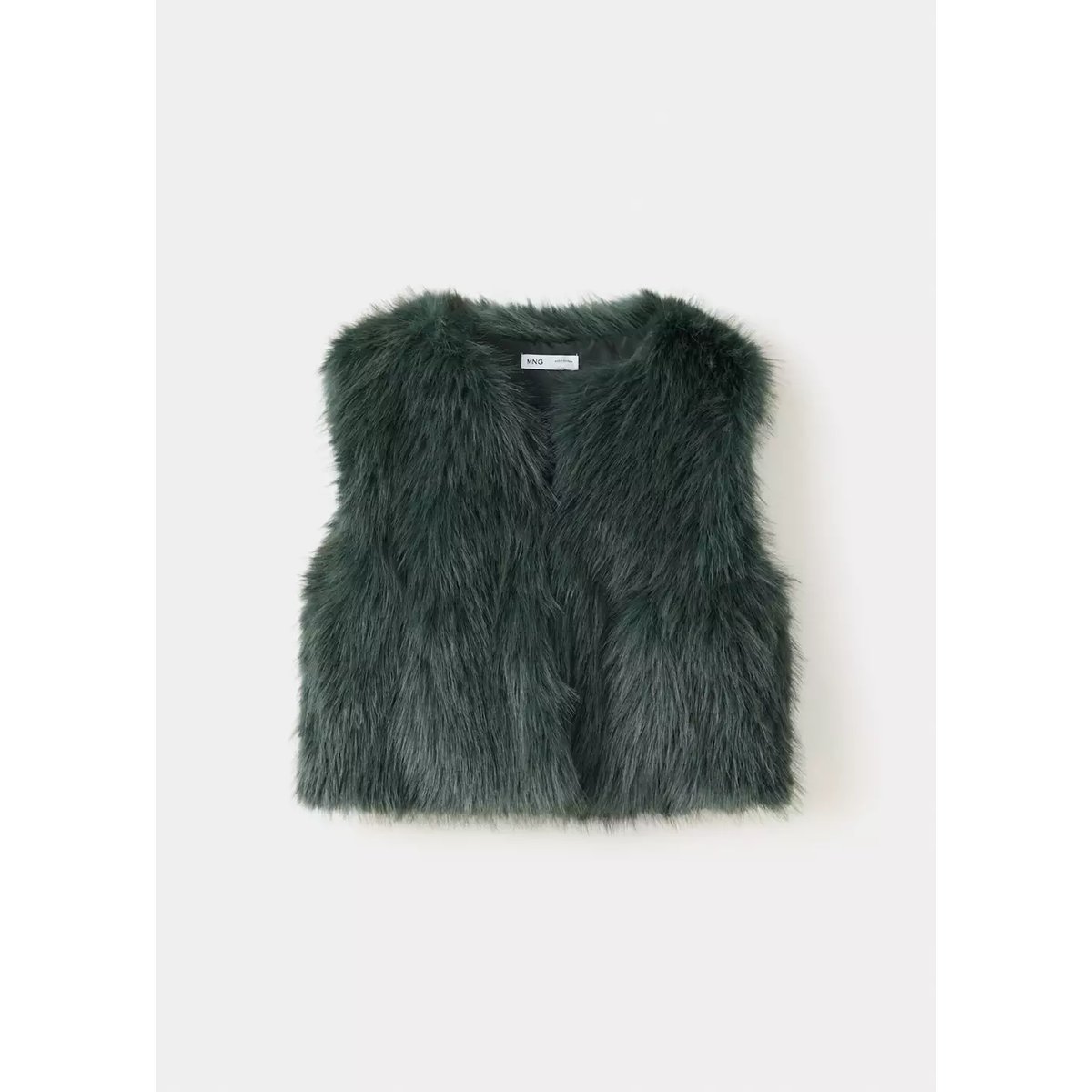 Gilet imitation fourrure vert foncé, MANGO KIDS