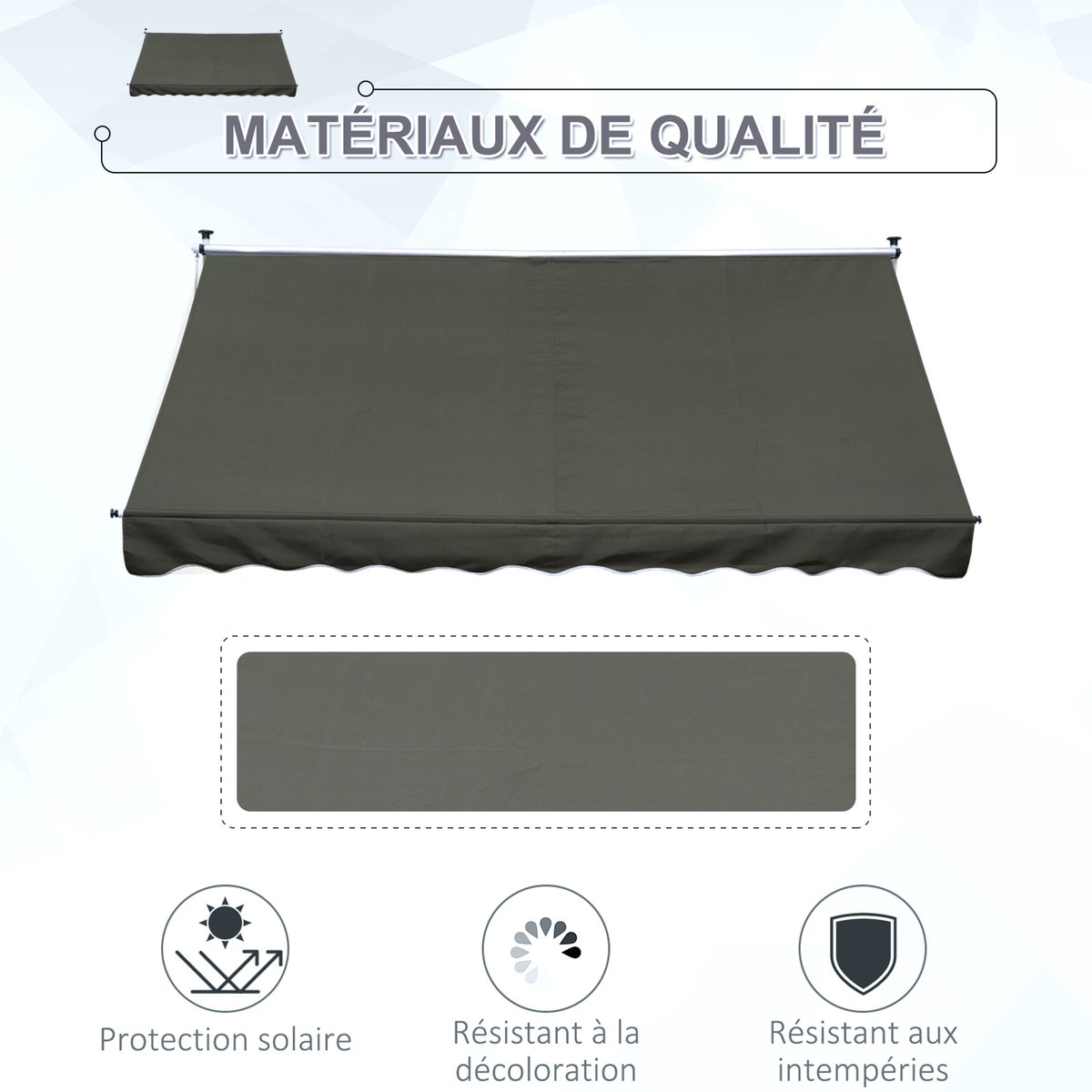 Auvent pare-soleil Aluminium Gris gris, OUTSUNNY
