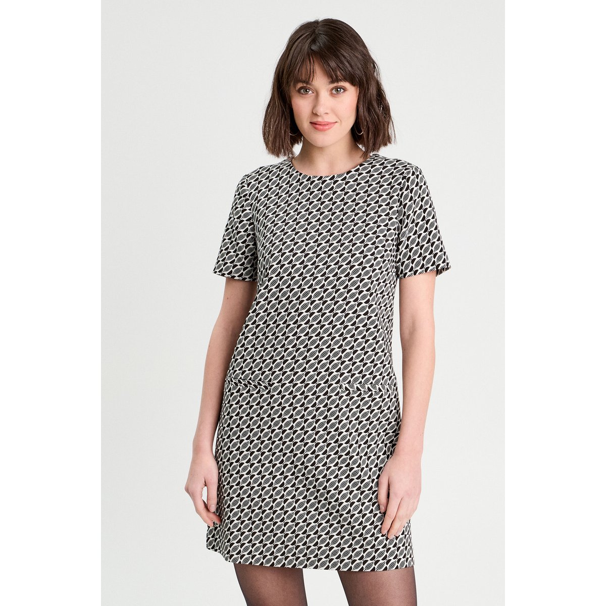 Robe droite manches courtes noir, CACHE CACHE