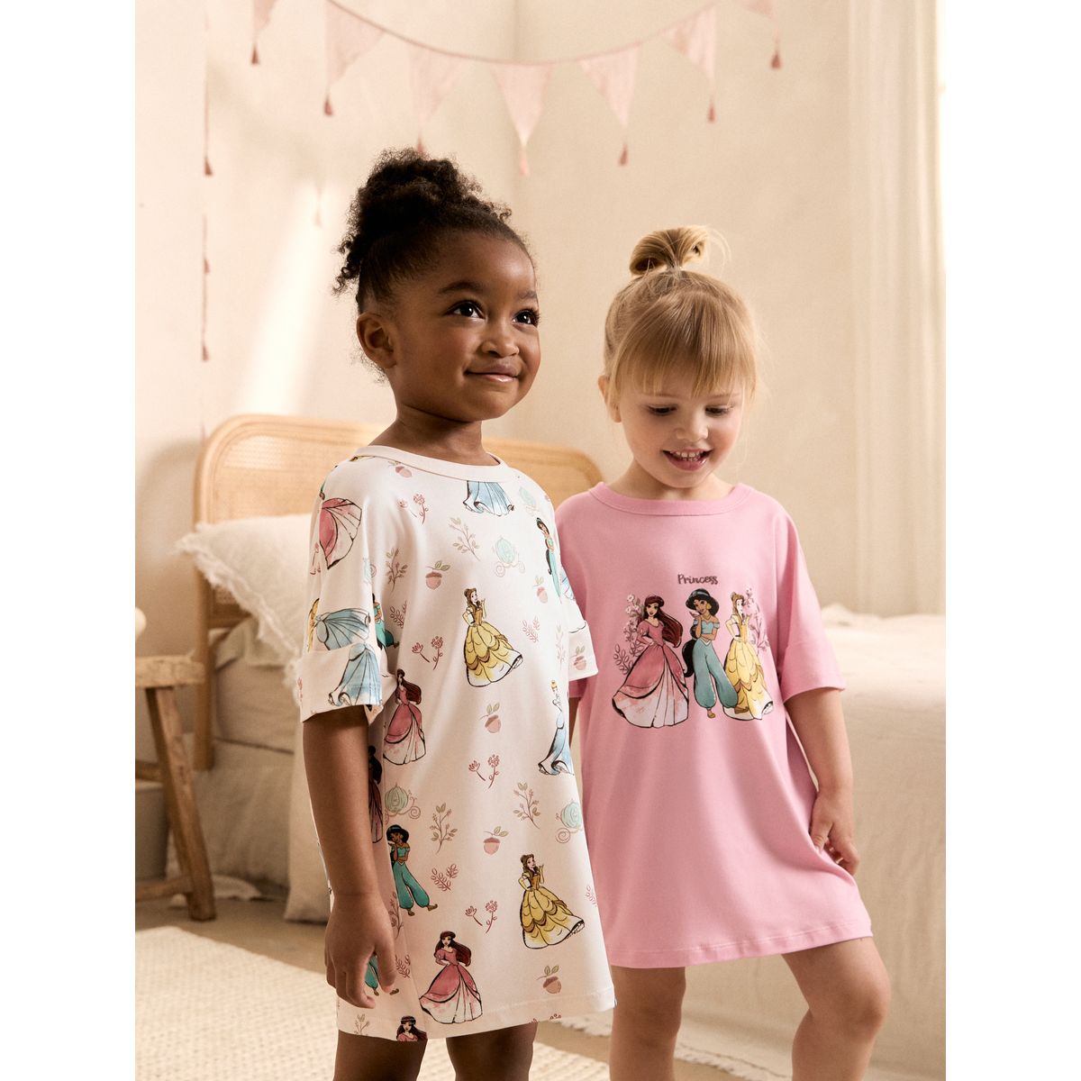 Chemise de nuit princesse, lot 2 rose/blanc, NEXT