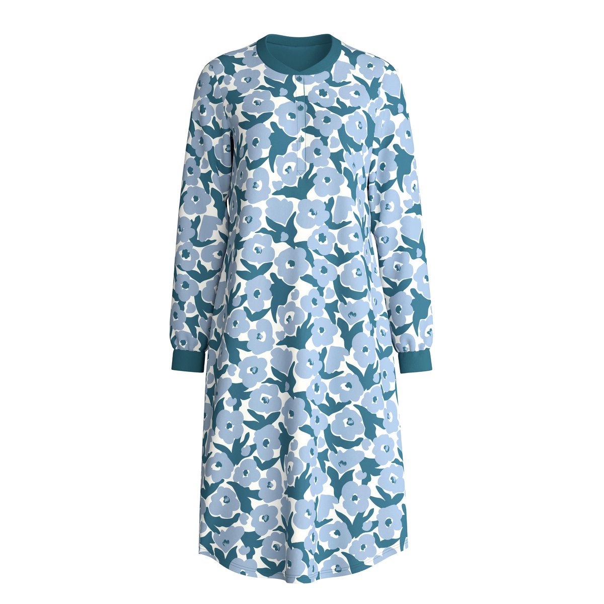manches longues Coton MIDNIGHT FLOWERS dark petrol, CALIDA