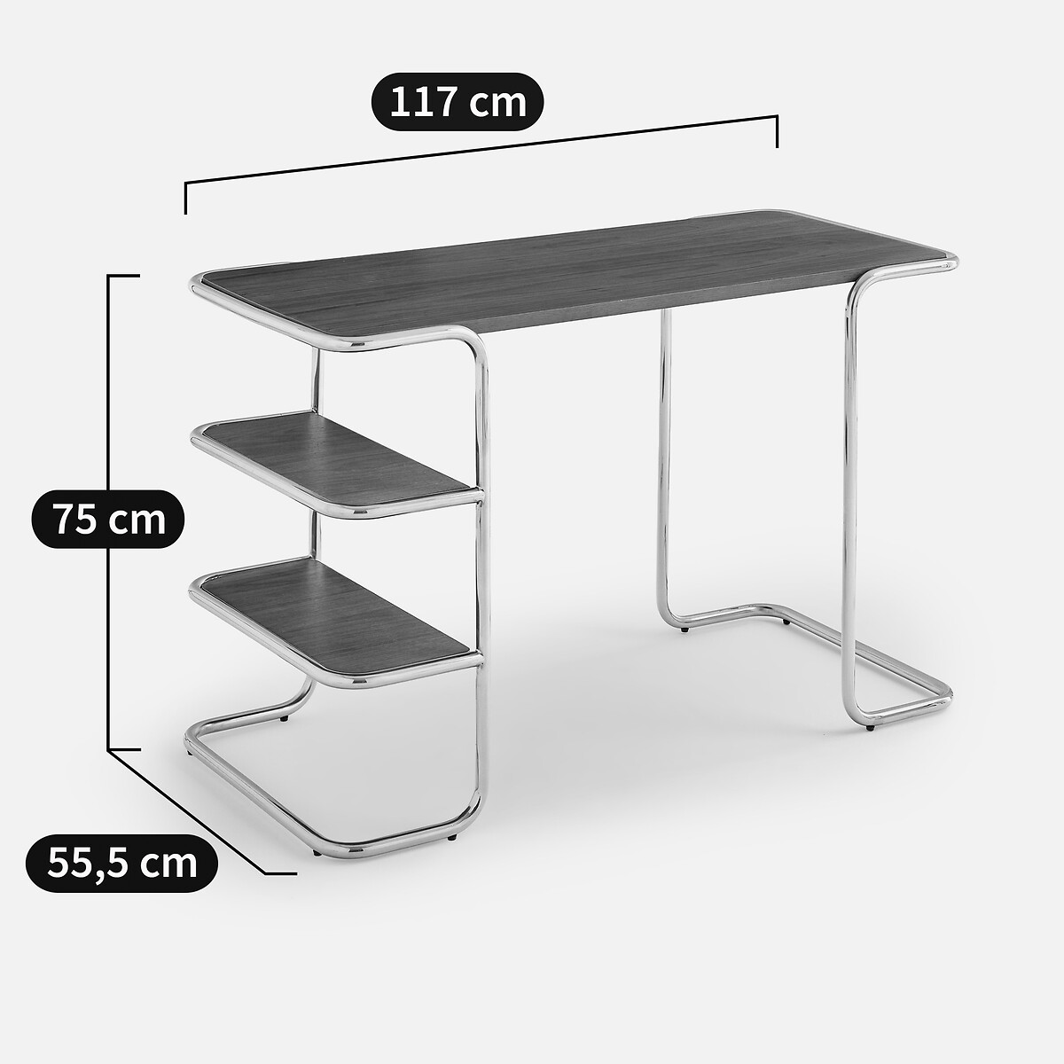 Emlyn Walnut Veneer Tubular Desk, Length 117cm walnut, AM.PM