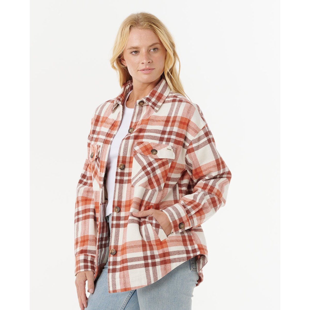 Chemise en flanelle à manches longues OCEANS brique, RIP CURL
