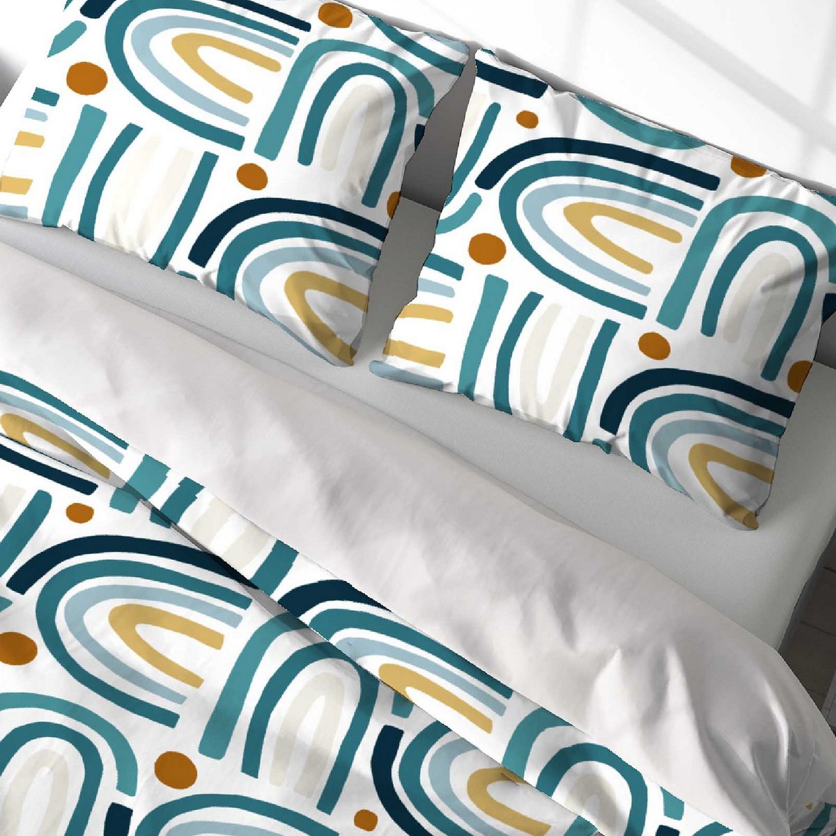 Parure de lit - housse de couette avec taies en microfibre multicolore, EDEN