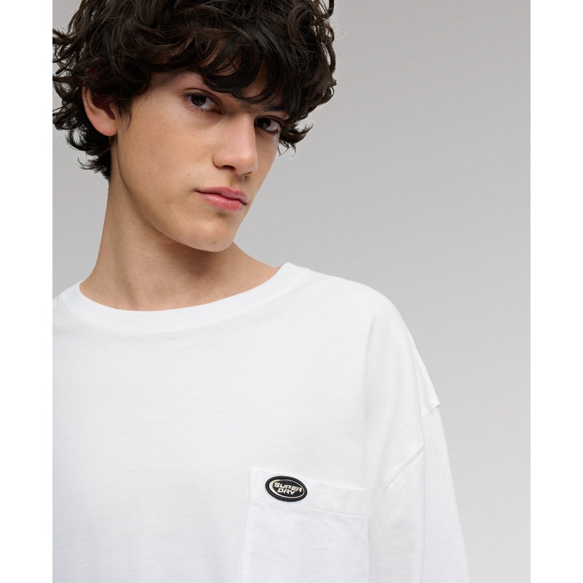 T-shirt à manches longues avec poche optic, SUPERDRY