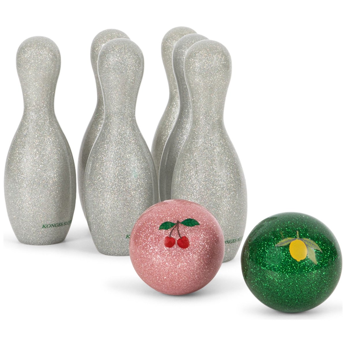 Jeu de quilles argenté, vert, rose, KONGES SLOJD