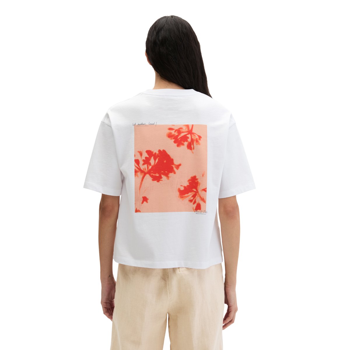 T-shirt coupe classique en single jersey doux blanc/rouge, MARC O'POLO