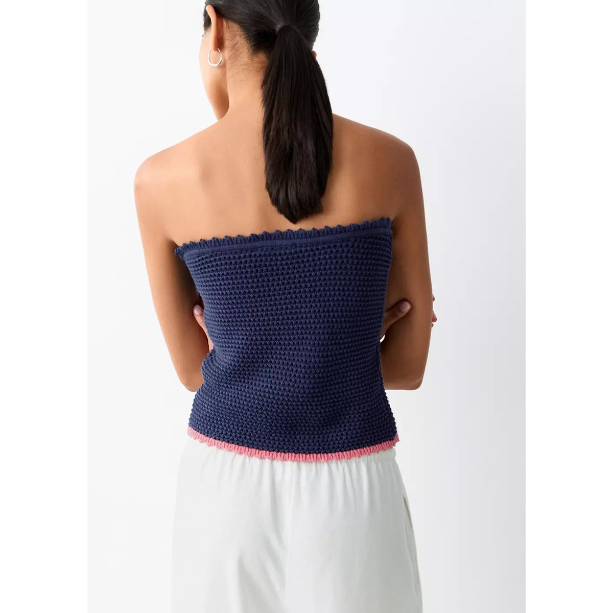 Top bandeau en crochet rose, MANGO TEEN