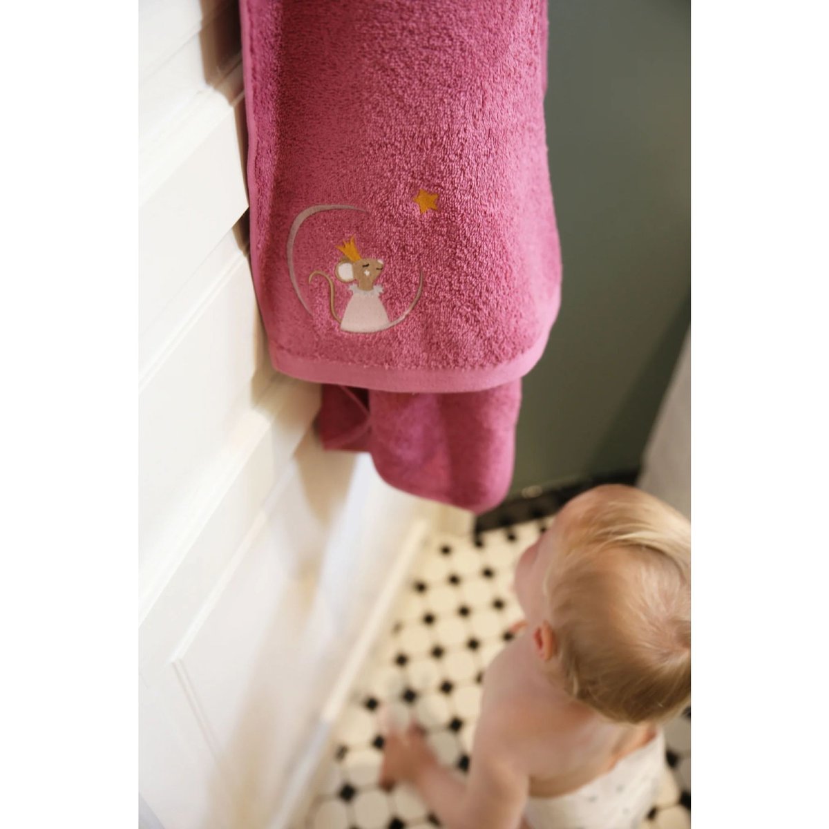 Serviette de bain 70x140 cm Souris Framboise framboise, L OISEAU BATEAU
