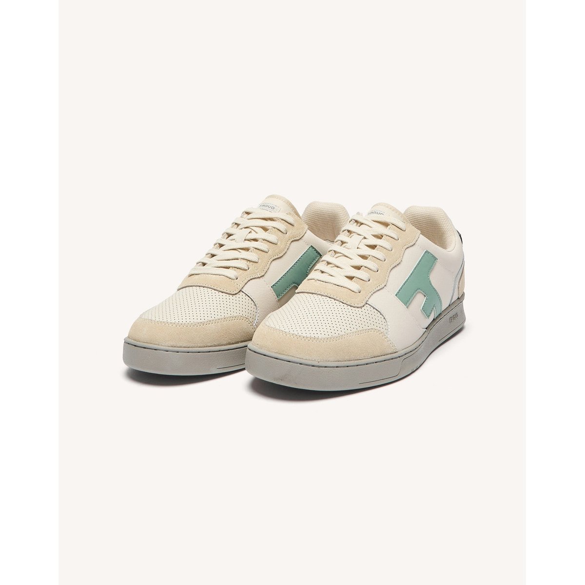 Baskets basses cuir suede HAZEL crème et bleu, FAGUO
