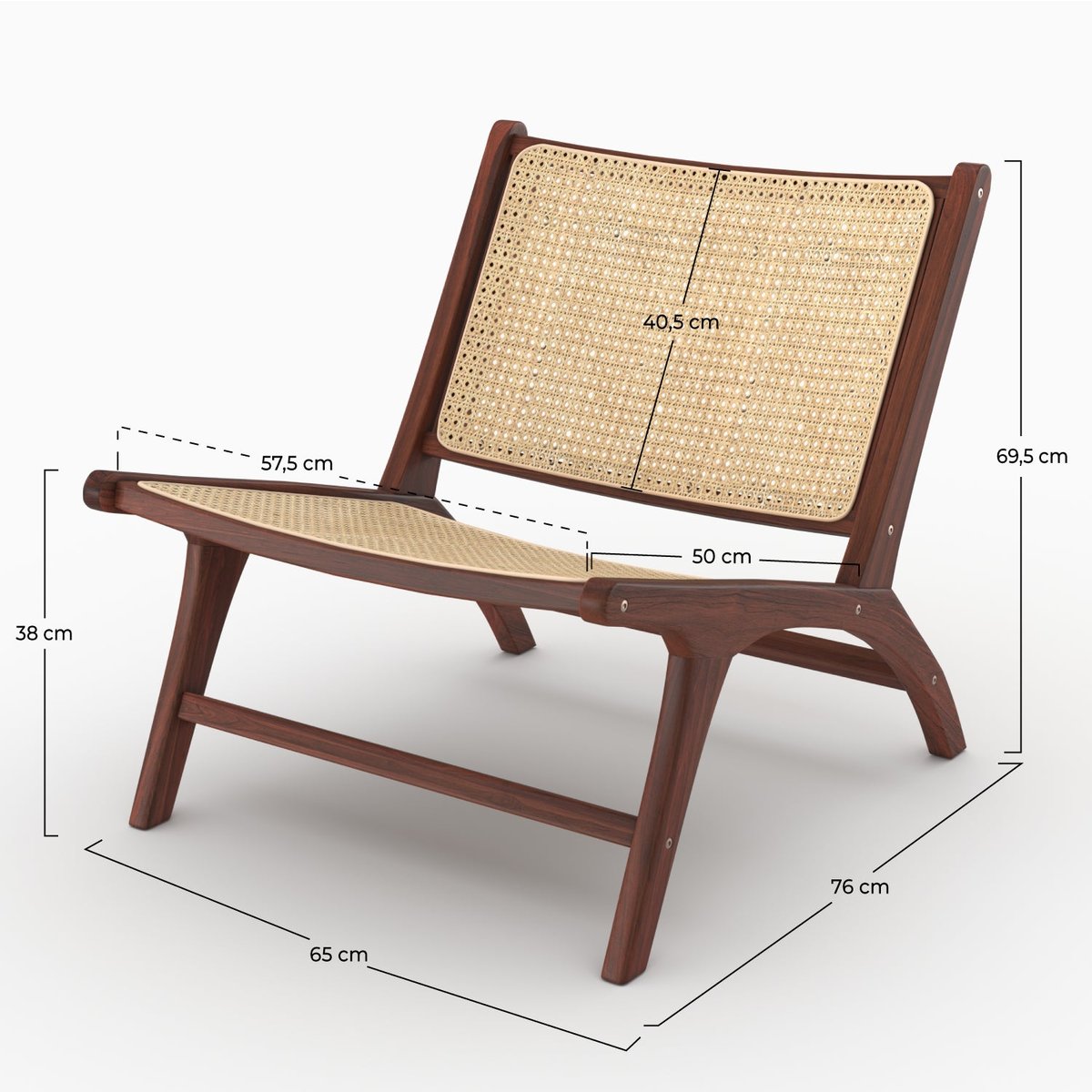 Fauteuil en teck et tressage cannage en rotin - KILKA marron foncé, MAISON PAVANE