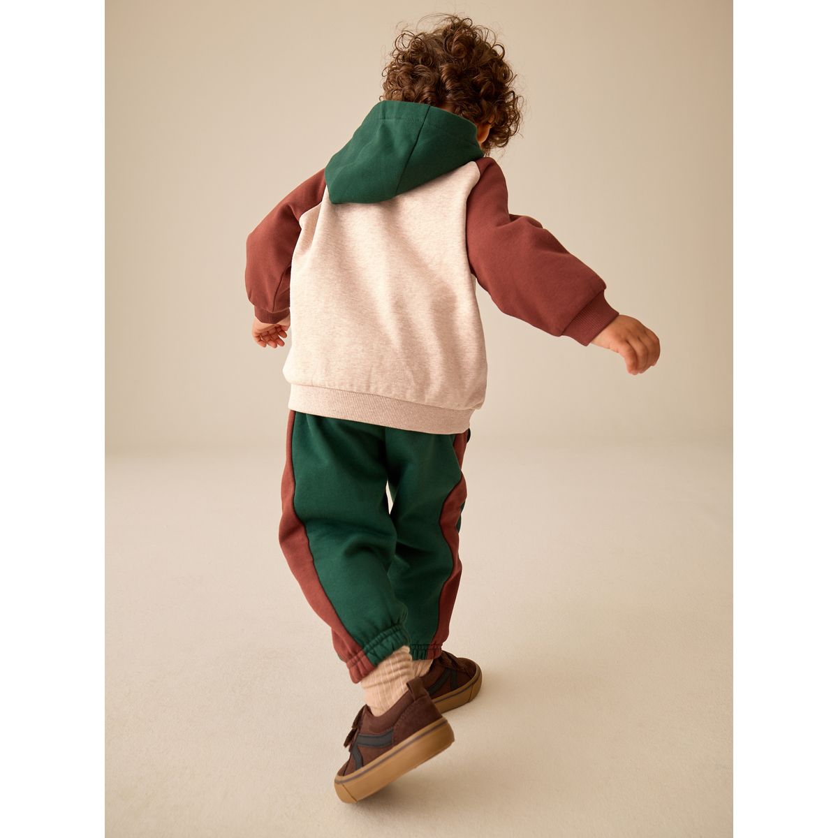 Sweat à capuche/pantalon jogging color-block bourgogne/écru/vert, NEXT