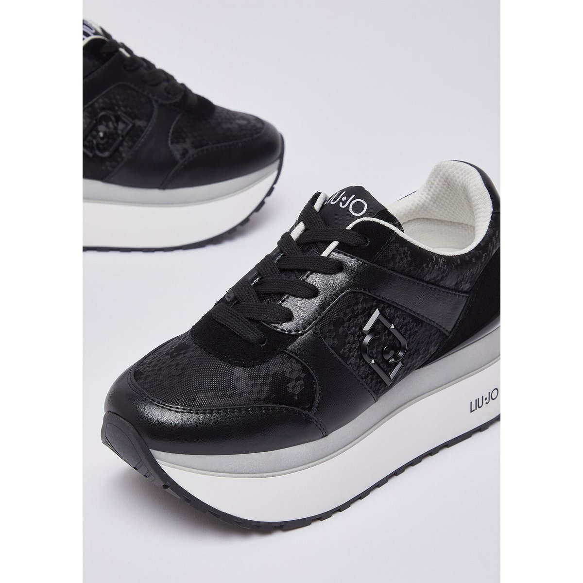 Sneakers super plateforme effet python noir, LIU JO