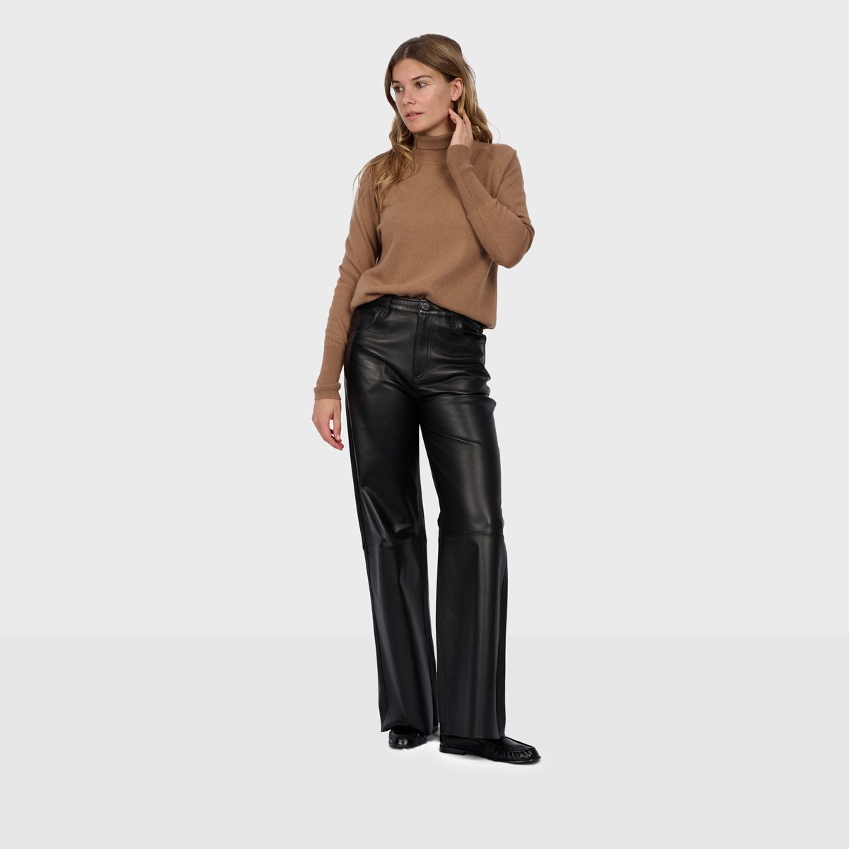 Pantalon large en cuir DELPH noir, OAKWOOD