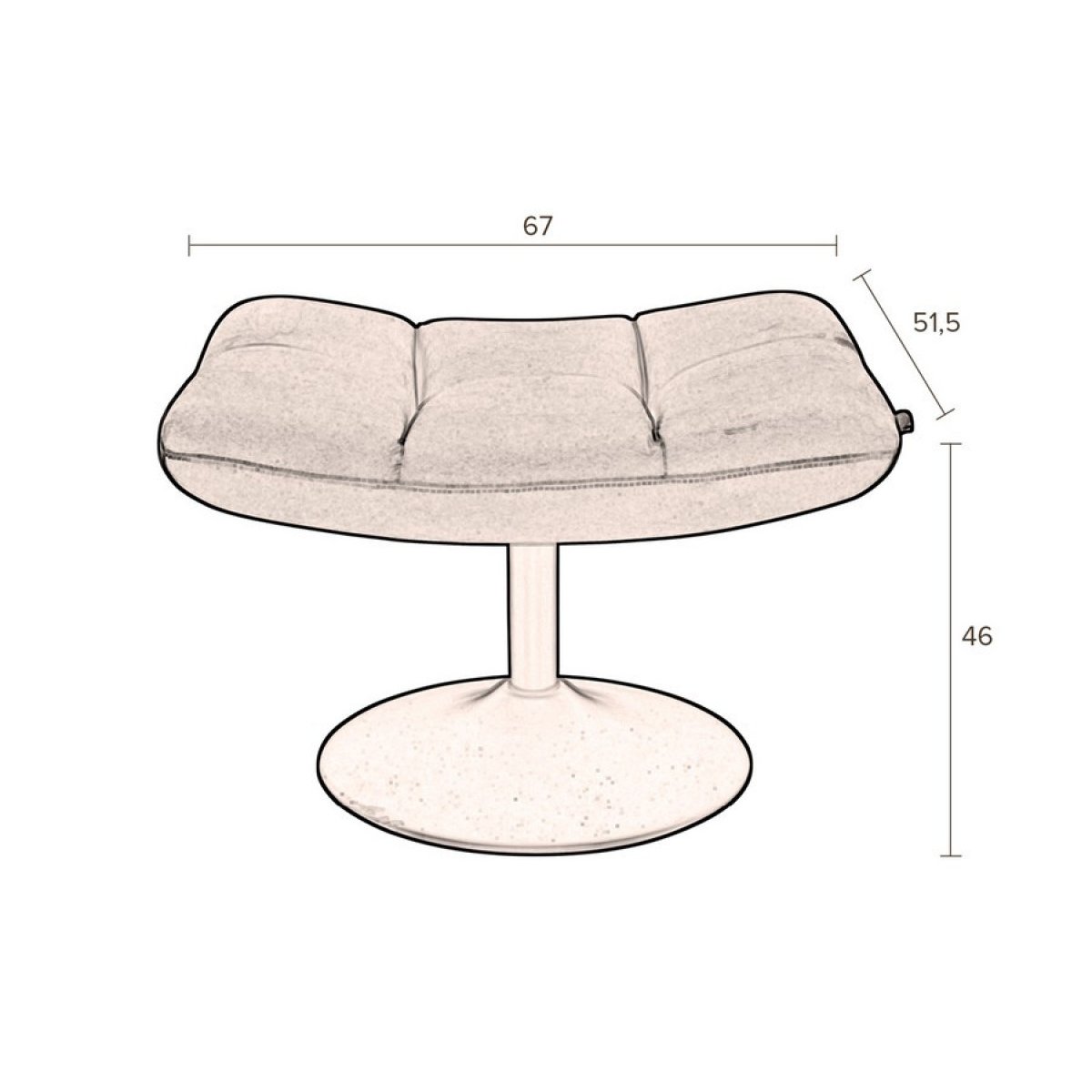 Tabouret repose pieds en velours - HOCKER rose, DUTCHBONE