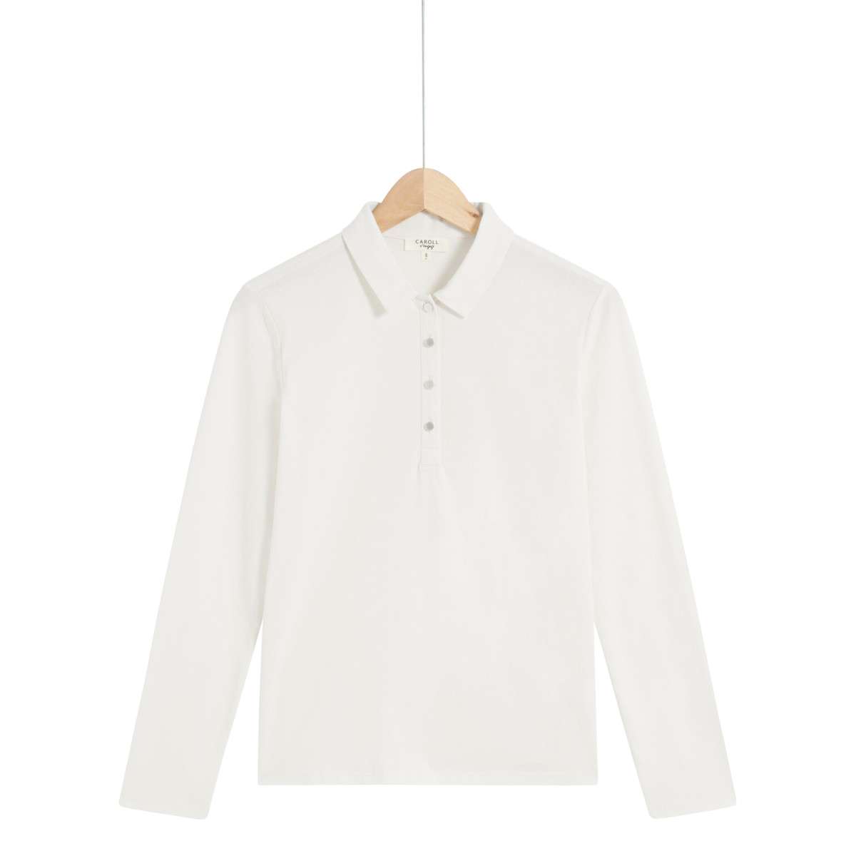 T-shirt droit col polo en coton TIRUS ivoire, CAROLL