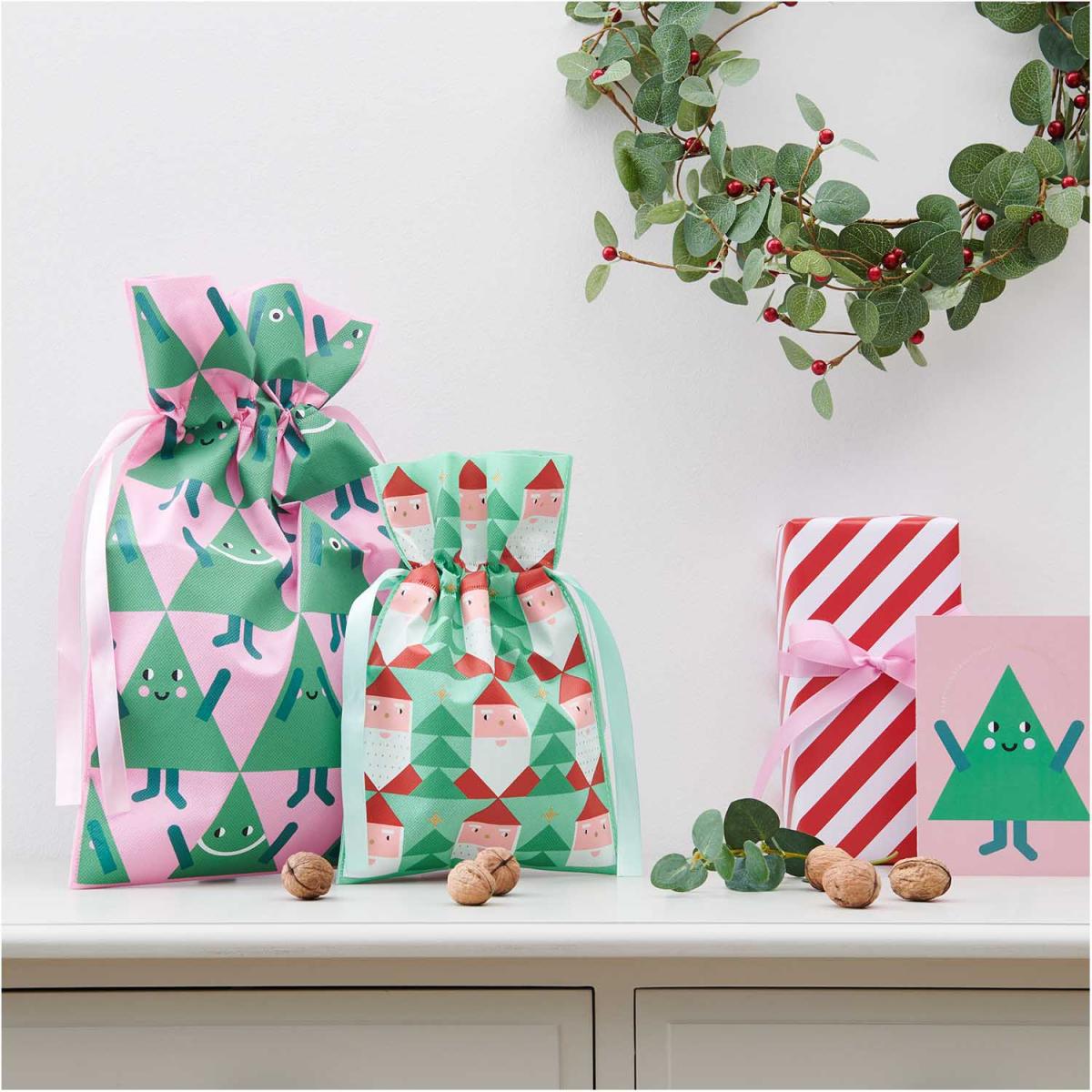 sac cadeau reutilisable pere noel couleur unique, RICO DESIGN