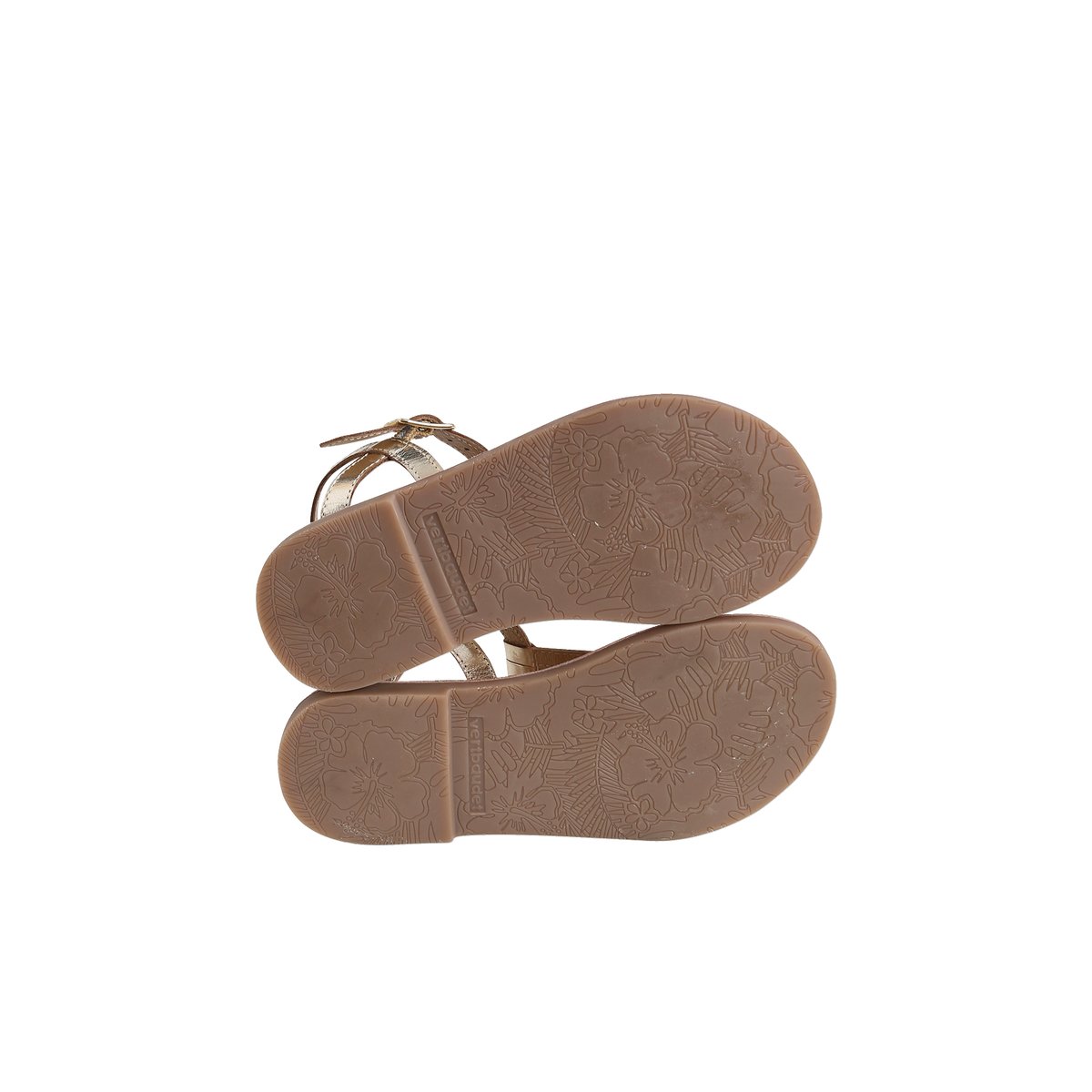 Sandales cuir collection maternelle jaune clair metallise, VERTBAUDET