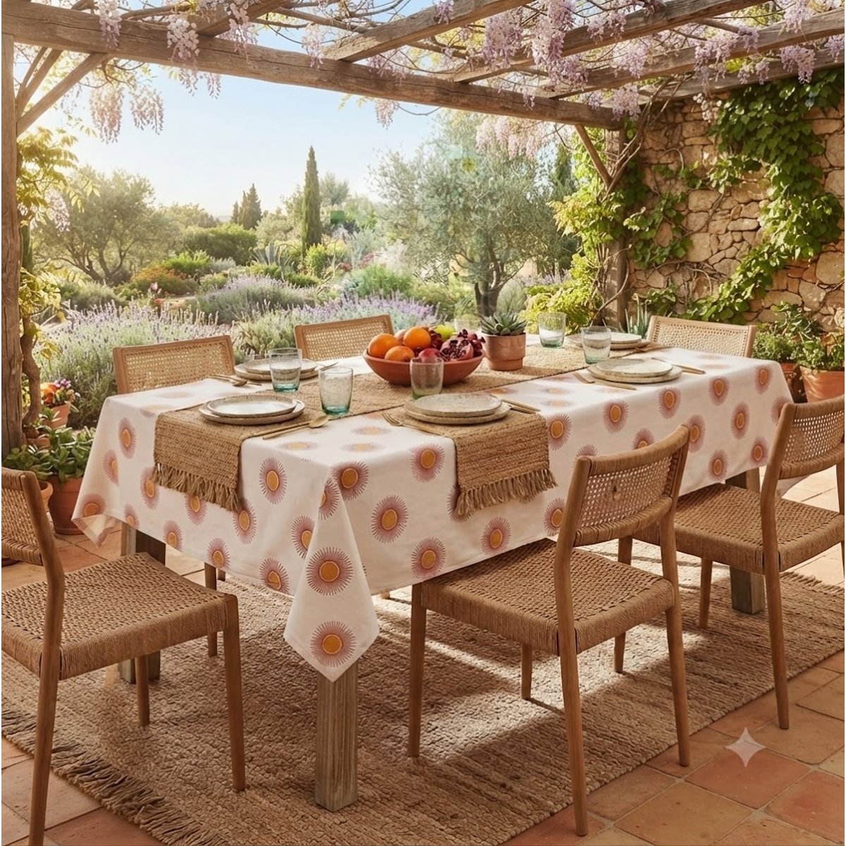 Nappe en coton Soleil beige, EDEN