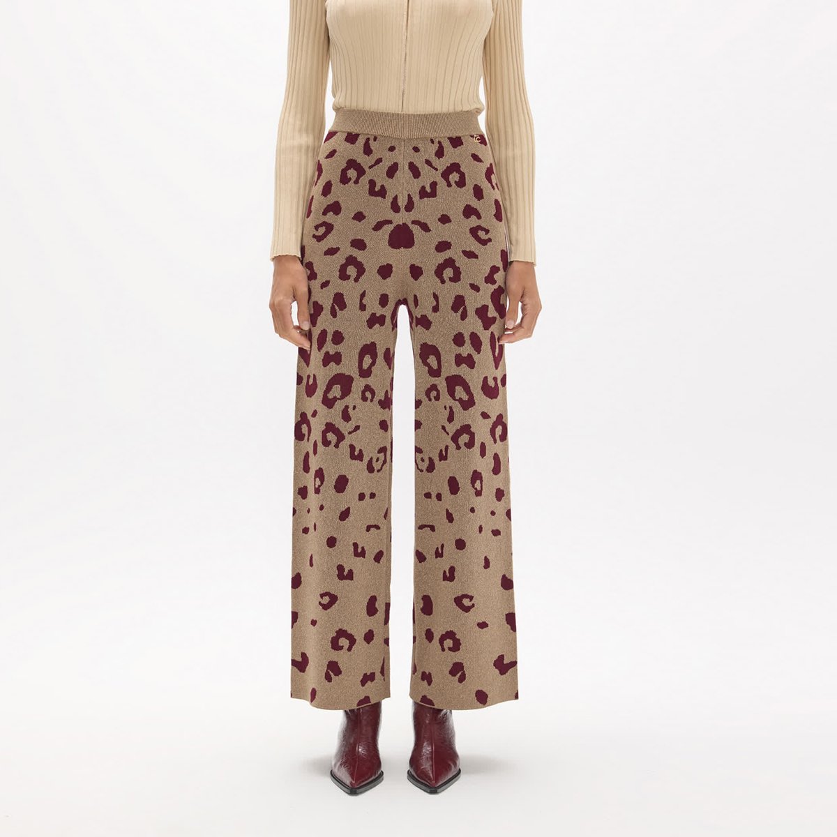 Pantalon jacquard imprimé léopard beige, LOLA CASADEMUNT