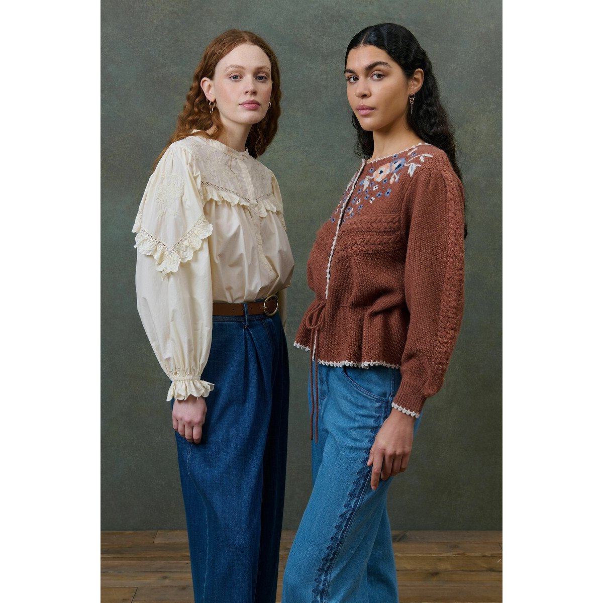 Sandya Embroidered Drawstring Cardigan chestnut, LOUISE MISHA