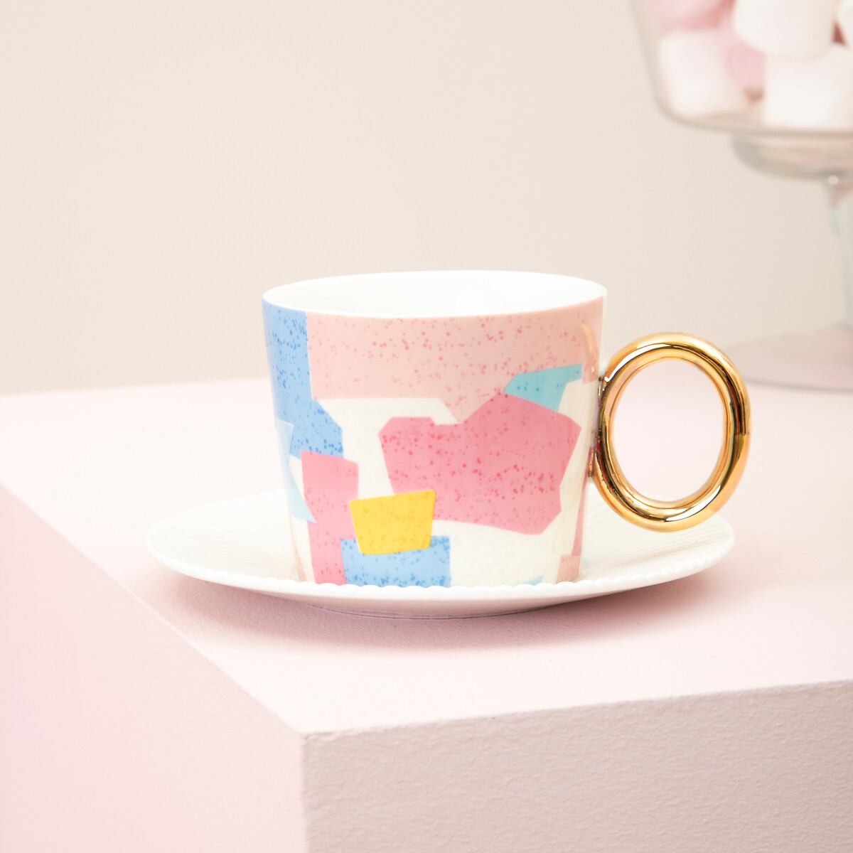 Set of 2 Pastel Teacups & Saucers multi-coloured, SO'HOME