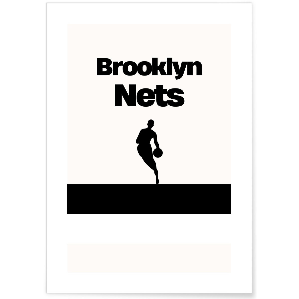 Affiche Brooklyn Nets - Design minimaliste blanc, L'AFFICHERIE