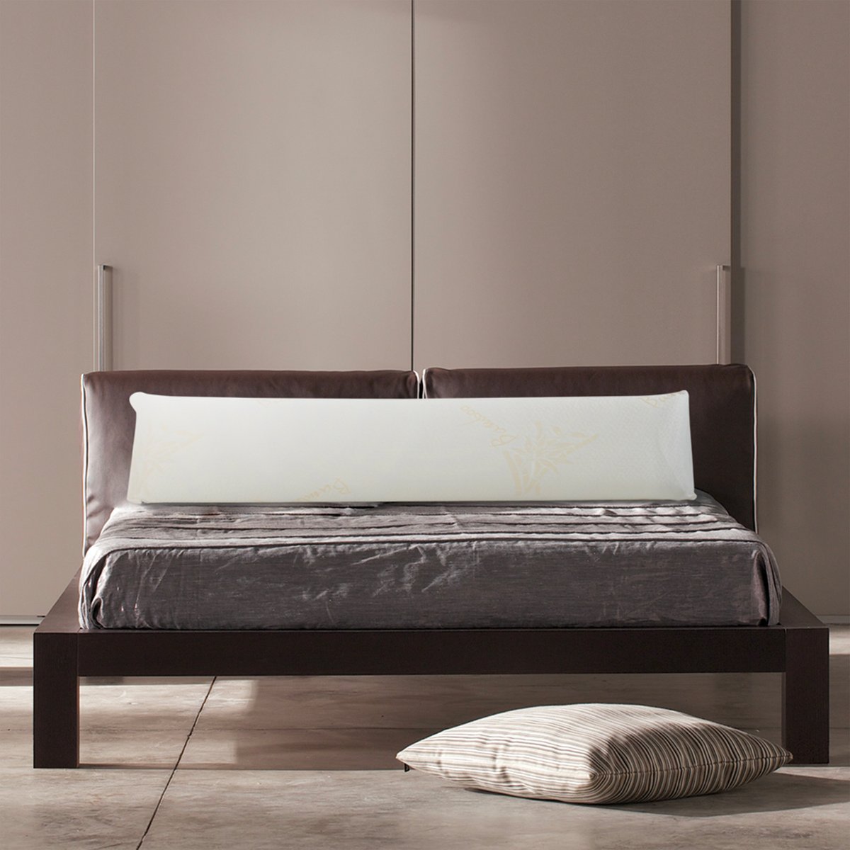 Traversin Mémoire de forme Bamboo - Housse bambou lavable - 13 cm d'épaisseur blanc, BELLECOUR