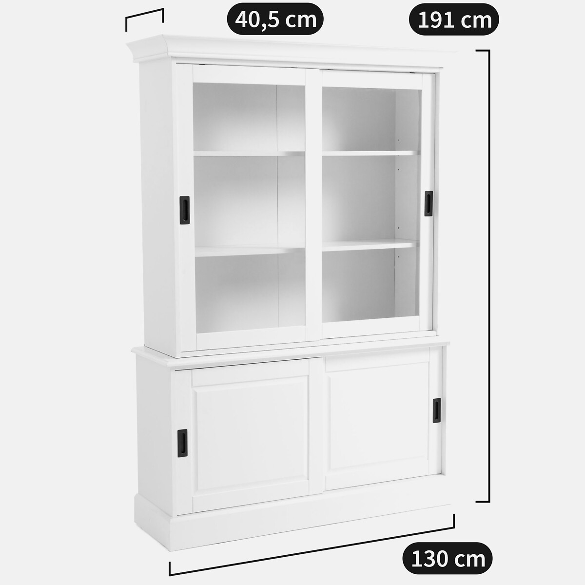 Buffet vaisselier, 2 portes, en pin massif et MDF, AUTHENTIC STYLE blanc, LA REDOUTE INTERIEURS