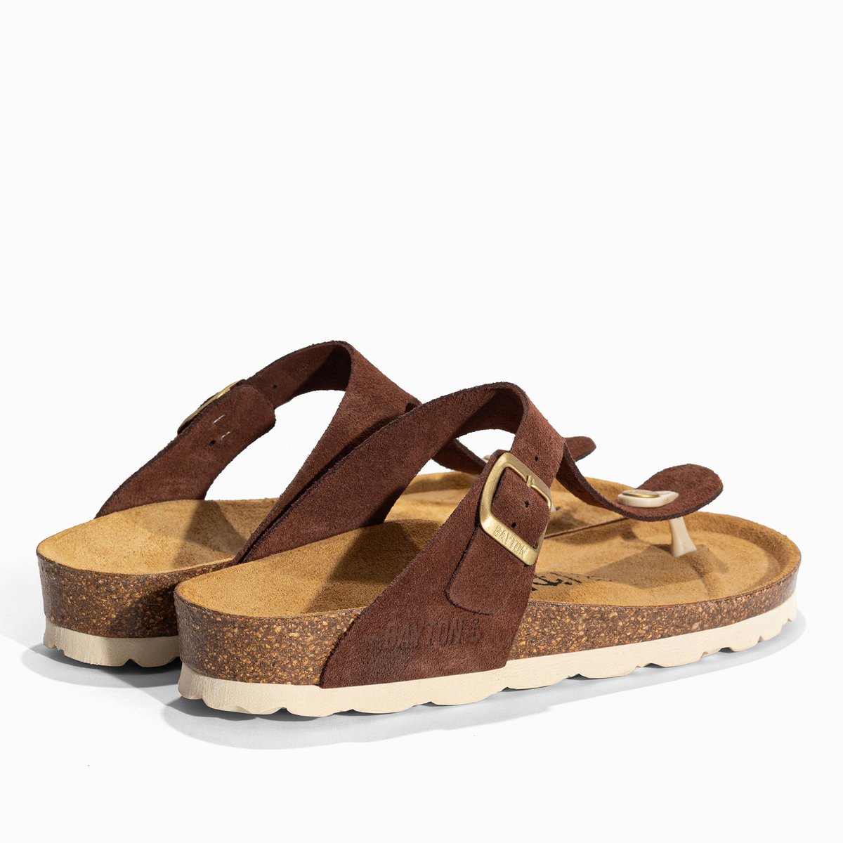Tongs en cuir suedé MERCURE marron, BAYTON