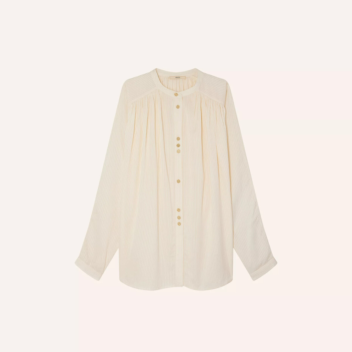 Stalight Striped Gathered Blouse in Loose Fit ecru , SESSUN