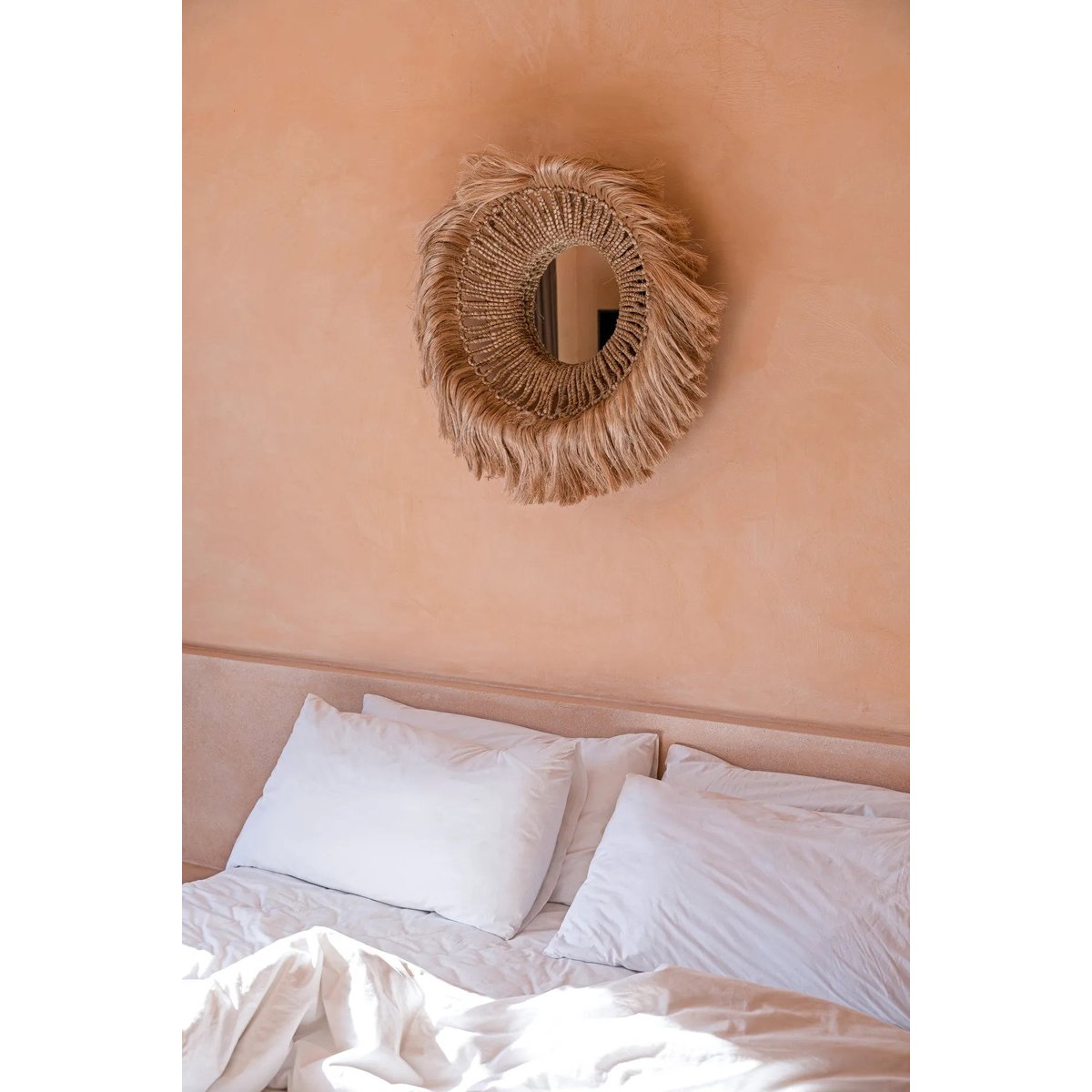 Miroir en herbe d’abaca ABACA SOLOMON beige, BAZAR BIZAR